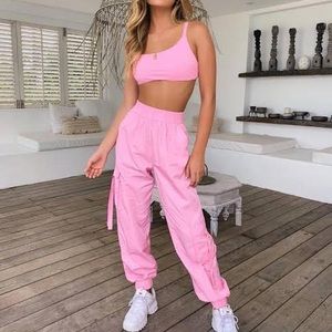 Tiger Mist Pink Crop Top and Joggers